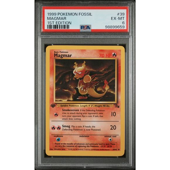 1999 Pokemon Fossil First Edition #39 Magmar PSA 6 - Picture 1 of 3